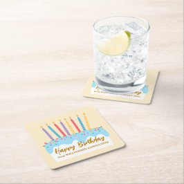 Posavasos Cuadrado De Papel Torta de Cumpleaños Chic Personalizada para Fiesta