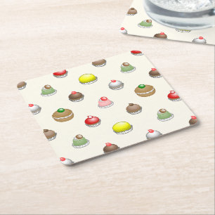 Posavasos Cuadrado De Papel Tortas hermosas y coloridas
