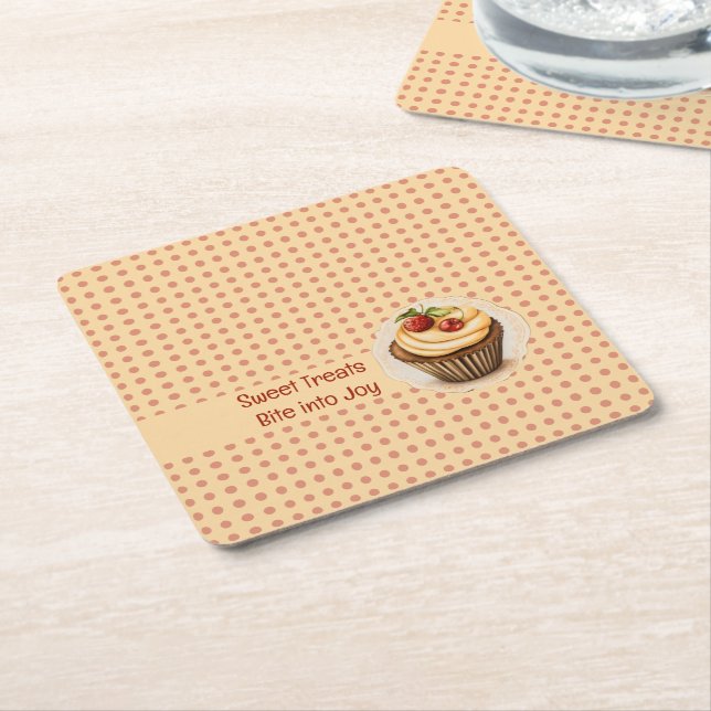 Posavasos Cuadrado De Papel Tortas y puntos (En perspectiva)