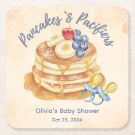 Posavasos Cuadrado De Papel Tortitas de frutas y chupetes de cuadros Baby Show
