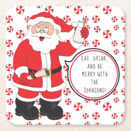 Posavasos Cuadrado De Papel Tostada de navidades Santa Claus