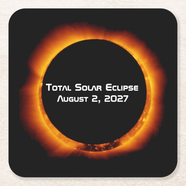 Posavasos Cuadrado De Papel Total Solar Eclipse of the Century 2027 (Anverso)