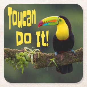 Posavasos Cuadrado De Papel ¡Toucan Lo Hace! Pun divertidísimo con motivos de