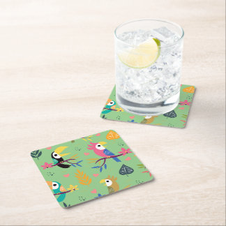 Posavasos Cuadrado De Papel Toucans & Parrotts