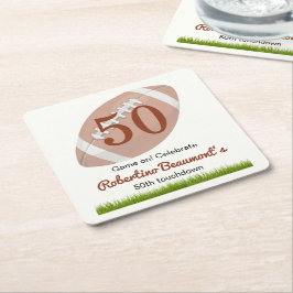 Posavasos Cuadrado De Papel Touchdown Fifty Funny Football 50 cumpleaños