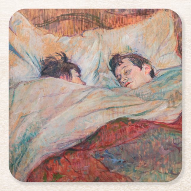 Posavasos Cuadrado De Papel Toulouse-Lautrec - La cama (Anverso)
