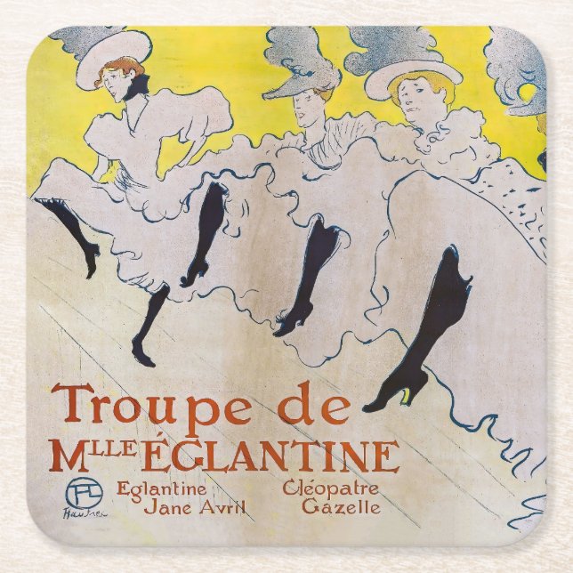 Posavasos Cuadrado De Papel Toulouse-Lautrec - Troupe de Mlle Eglantine (Anverso)