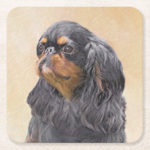 Posavasos Cuadrado De Papel Toy English Spaniel Pintura Original Arte Animal