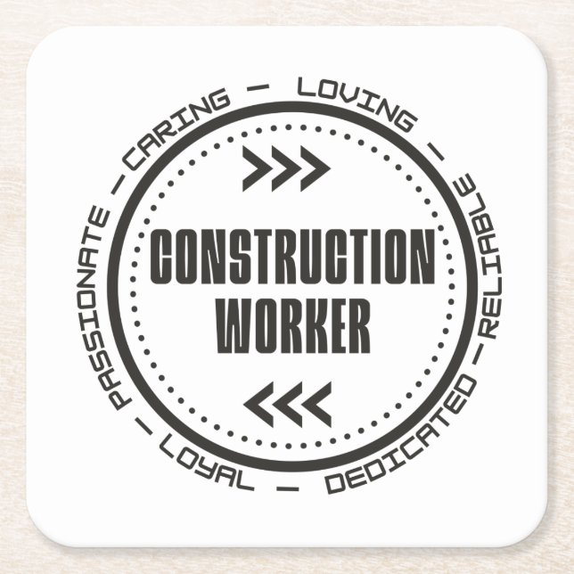 Posavasos Cuadrado De Papel Trabajador de construcción (Anverso)