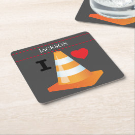 Posavasos Cuadrado De Papel Trabajador de la construcción Tráfico de autopista