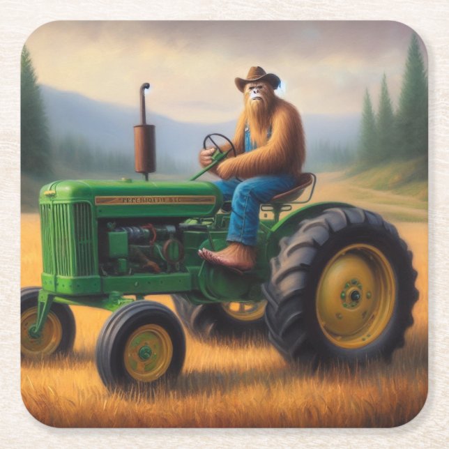 Posavasos Cuadrado De Papel Tractor de pie grande (Anverso)