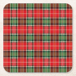 Posavasos Cuadrado De Papel Traditional Christmas Plaid