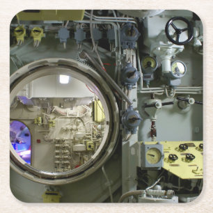 Posavasos Cuadrado De Papel tramar un antiguo submarino retro