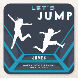 Posavasos Cuadrado De Papel Trampoline Park Vamos a saltar la fiesta de cumple