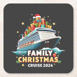 Posavasos Cuadrado De Papel Travesía de Navidades familiares de crucero 2024