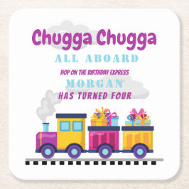 Posavasos Cuadrado De Papel Tren a Chugga Choo Personalizado Cualquier cumplea