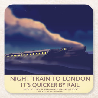 Posavasos Cuadrado De Papel Tren Nocturno a Londres.