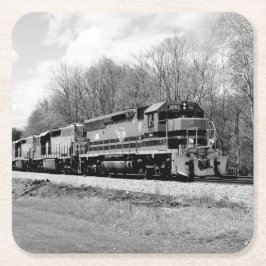 Posavasos Cuadrado De Papel Tren primaveral B&W