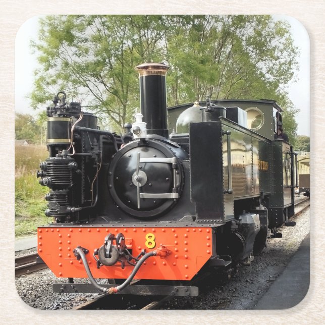 POSAVASOS CUADRADO DE PAPEL TRENES DE VAPOR (Anverso)