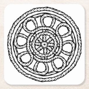 Posavasos Cuadrado De Papel Trenzado en blanco y negro