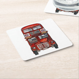 Posavasos Cuadrado De Papel Tres Autobuses