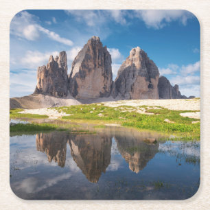 Posavasos Cuadrado De Papel Tres Cimas de Lavaredo/Drei Zinnen montaña dolomit