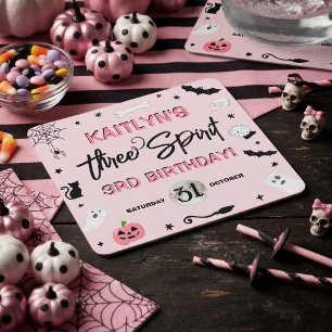 Posavasos Cuadrado De Papel ¡Tres Espíritus! Fiesta de cumpleaños de Halloween