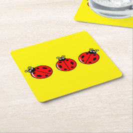 Posavasos Cuadrado De Papel Tres Liísimos Ladybugs - Papel de montaña