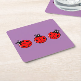 Posavasos Cuadrado De Papel Tres pequeñas mariquitas - Coaster de papel