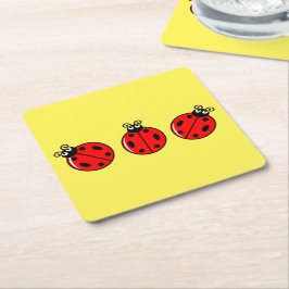 Posavasos Cuadrado De Papel Tres Pequeños Ladybugs - Papel