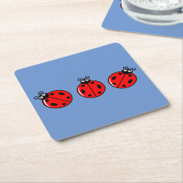 Posavasos Cuadrado De Papel Tres Pequeños Ladybugs - Papel