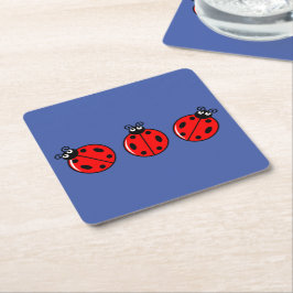Posavasos Cuadrado De Papel Tres Pequeños Ladybugs - Papel