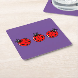 Posavasos Cuadrado De Papel Tres Pequeños Ladybugs - Papel