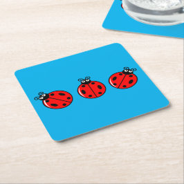 Posavasos Cuadrado De Papel Tres Pequeños Ladybugs - Papel
