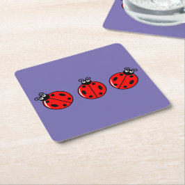 Posavasos Cuadrado De Papel Tres Pequeños Ladybugs - Papel