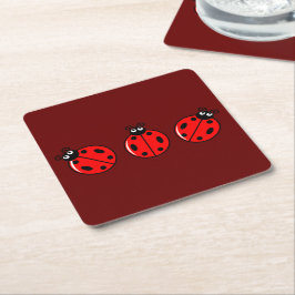 Posavasos Cuadrado De Papel Tres Pequeños Ladybugs - Papel
