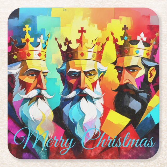 Posavasos Cuadrado De Papel Tres Reyes (Anverso)
