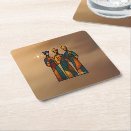 Posavasos Cuadrado De Papel Tres Reyes Magos Abstractos