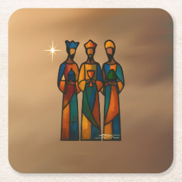 Posavasos Cuadrado De Papel Tres Reyes Magos Abstractos