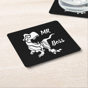 Posavasos Cuadrado De Papel Trex blanco el jefe Dino