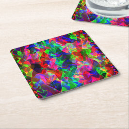 Posavasos Cuadrado De Papel Triángulos curvados coloridos o ondulaciones color