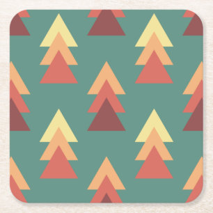 Posavasos Cuadrado De Papel Triángulos de colores retro