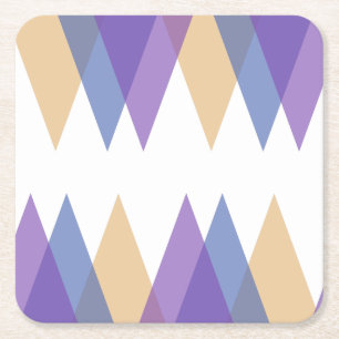 Posavasos Cuadrado De Papel Triángulos morados, azules y amarillos