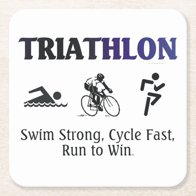 Posavasos Cuadrado De Papel Triathlon SUPERIOR (Anverso)
