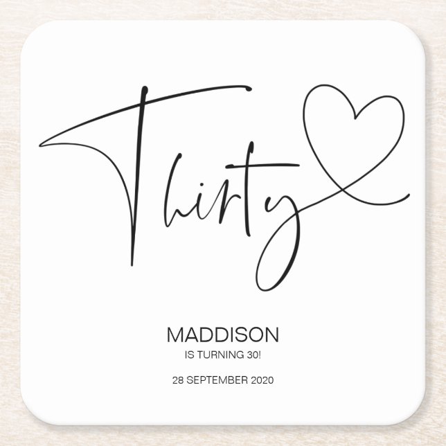 Posavasos Cuadrado De Papel trigésimo Celebración de la fiesta de cumpleaños (Anverso)