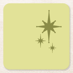 Posavasos Cuadrado De Papel Trío retro de estreno moderno de mediados del sigl