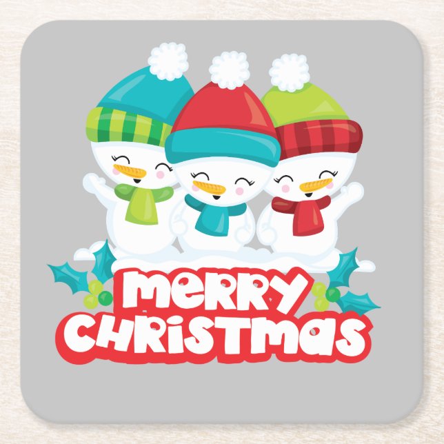 Posavasos Cuadrado De Papel Triunfo de los hombres de nieve (Anverso)