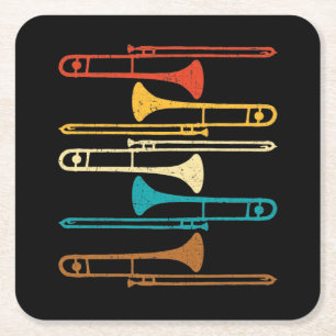 Posavasos Cuadrado De Papel Trombona Retro - Jazz