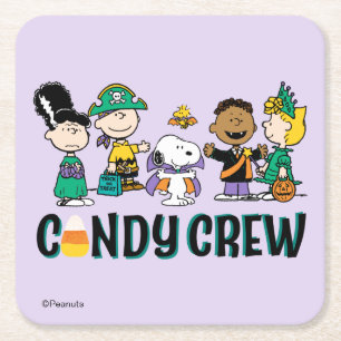 Posavasos Cuadrado De Papel Tropa de Dulces de Peanuts Pandilla de Halloween