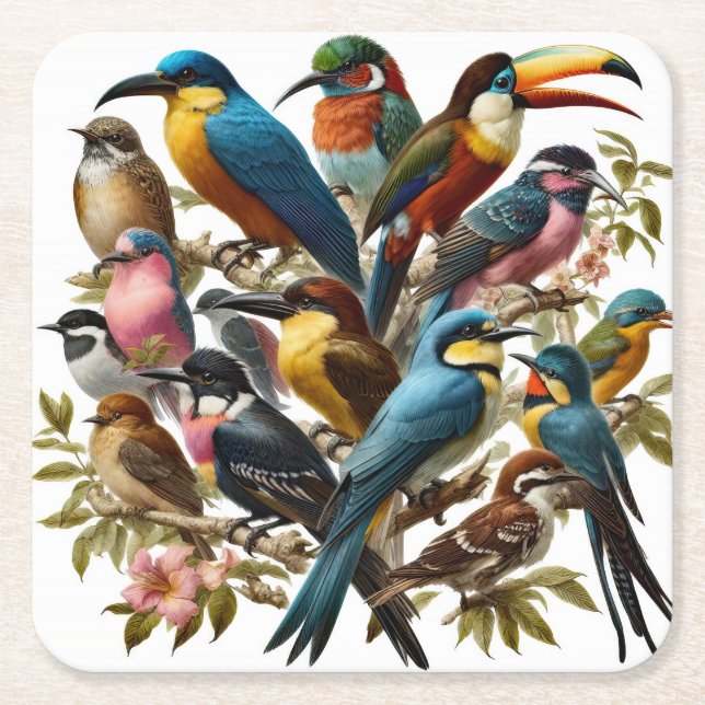 Posavasos Cuadrado De Papel Tropical (Anverso)